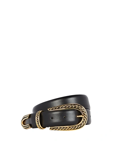 Alberta Ferretti Braided Buckle Leather Belt In Black