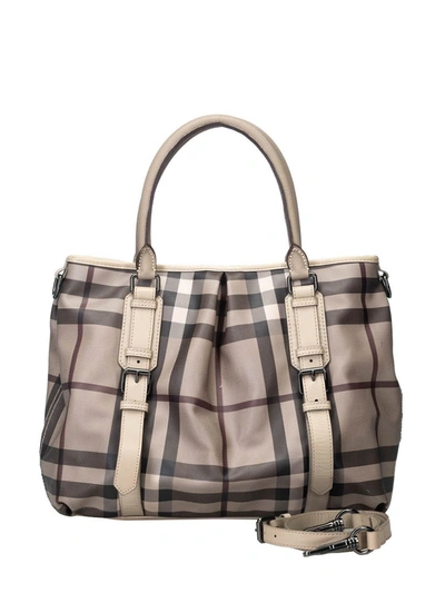 Pre-owned Burberry House Check Tote Bag In Grey