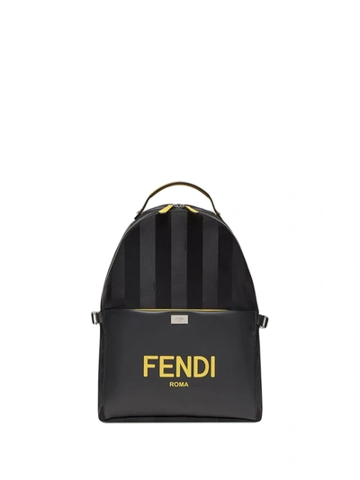 Fendi Mini Striped Logo Backpack In Black