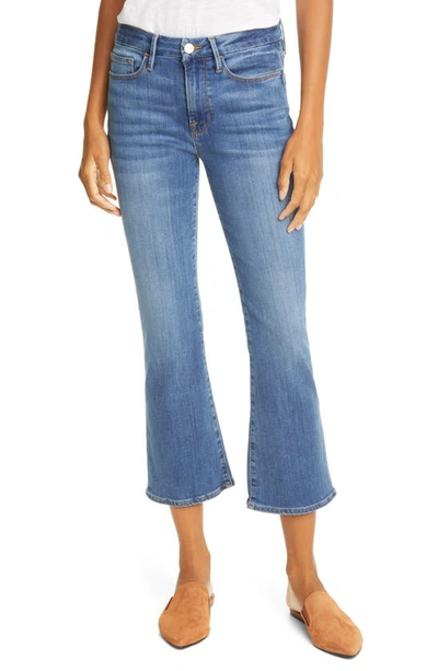 Frame Le Crop Mini Boot High Waist Jeans In Blue