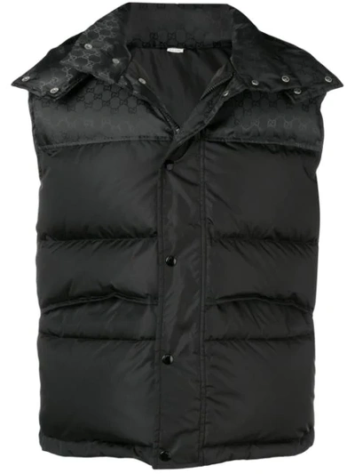 Gucci Men's Interlocking-gg Hooded Puffer Vest In Black