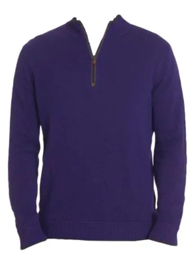 Robert Graham Selleck Quarter Zip Sweater In Purple
