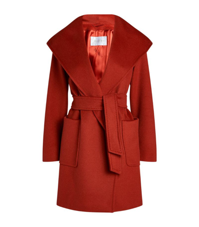 Max Mara Womens Red Rialto Hooded Camel Hair Coat 12