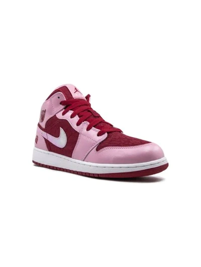 Nike Teen Jordan 1 Mid Prem High-top Trainers In Pink