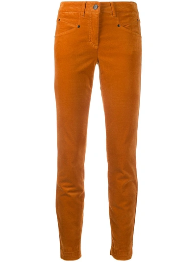 Luisa Cerano Cropped Skinny Velvet Jeans In Orange