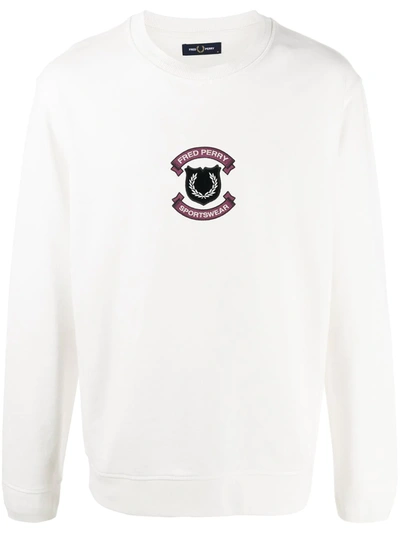 Fred Perry Logo Crest Sweatshirt In White