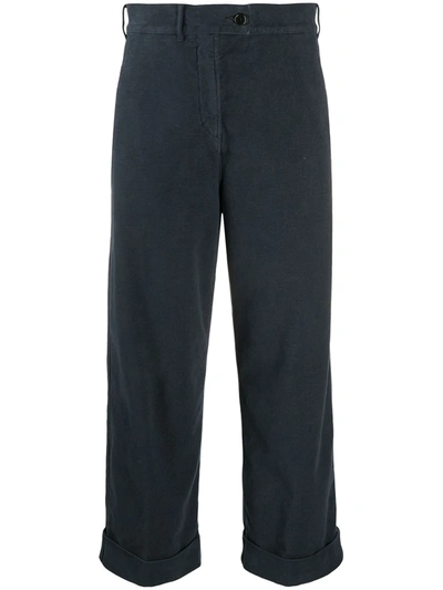 Aspesi Wide-leg Cropped Trousers In Blue