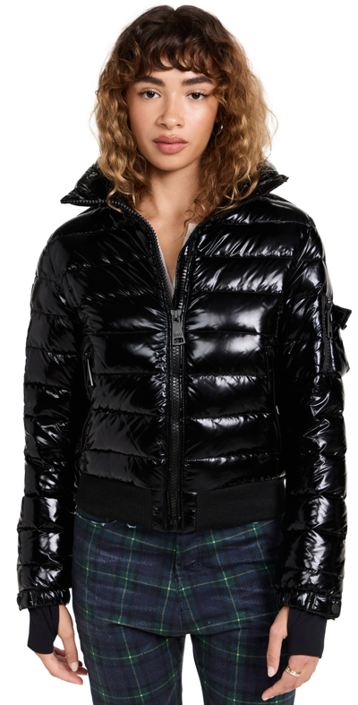 Sam Luna Quilted Bomber Coat In Caviar