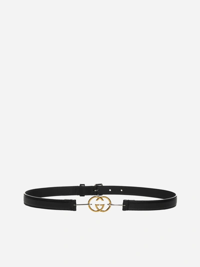 Gucci Double G Logo Leather Belt