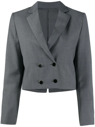 L'autre Chose Cropped Double-breasted Blazer In Grey