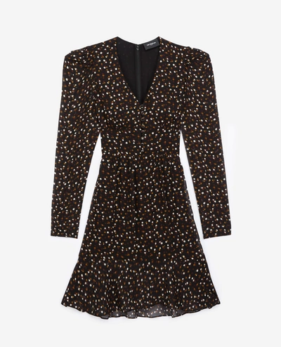 The Kooples Short Buttoned Dress With Polka-dot Print In Multicolor
