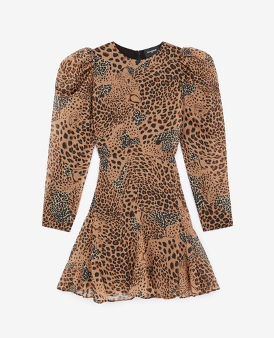 The Kooples Short Brown Dress With Animal Print