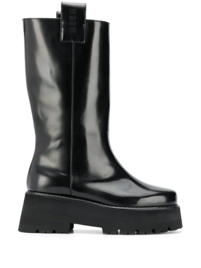 Msgm High-shine 65mm Calf-length Boots In Black