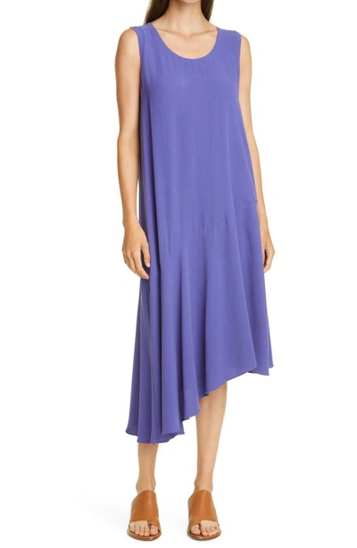 eileen fisher asymmetrical dress Silk In Athena sleeve Round Neck Dress
