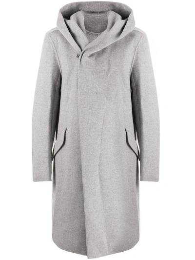 Attachment Double-breasted Hooded Coat In Grey