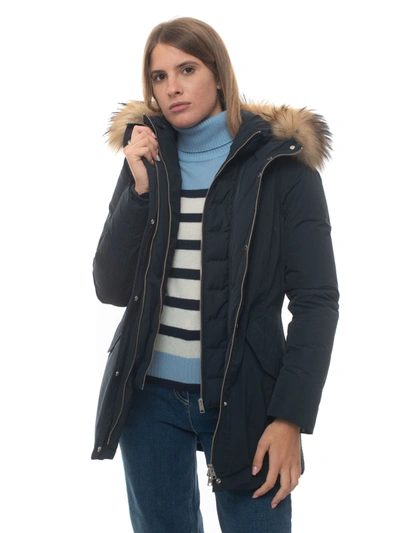 Woolrich W's Luxe Tulip Parka Coat Blue Polyester Woman In Blue