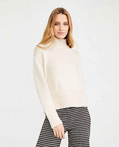 Ann Taylor Ribbed Turtleneck Sweater In Sand Shell