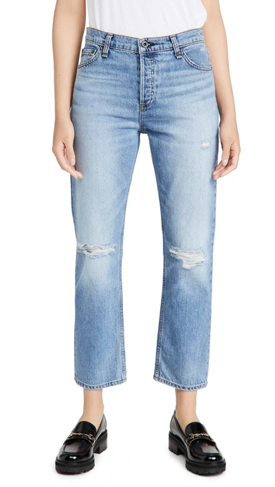 Askk Ny Ripped High Waist Ankle Straight Leg Jeans In Can Can