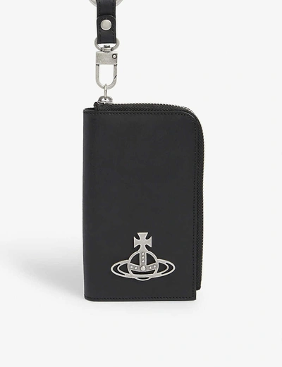 Vivienne Westwood Betty Leather Cardholder On Chain In Black