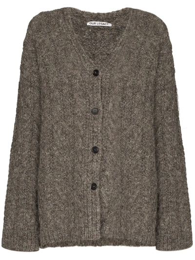 Our Legacy Cable Knit Wool Cardigan In Grey