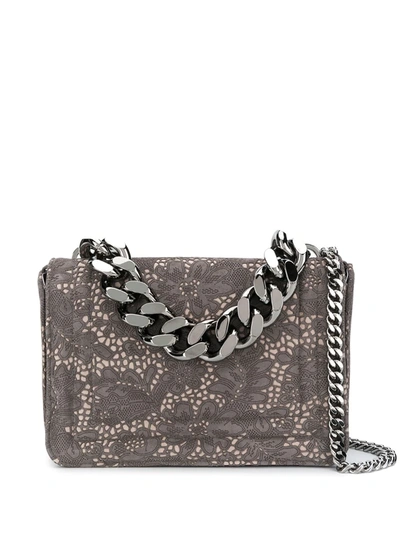 Casadei Floral Embroidery Shoulder Bag In Grey