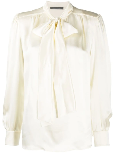 Alberta Ferretti Pussy-bow Tie Silk Blouse In White