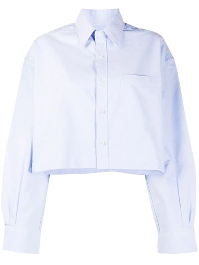R13 Cropped Classic Shirt In Blue