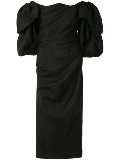 Rachel Gilbert Ginny Draped Gown In Black
