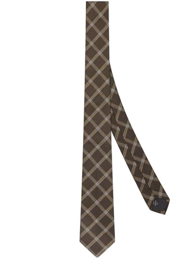 Fendi Ff Logo-jacquard Silk Tie In Brown