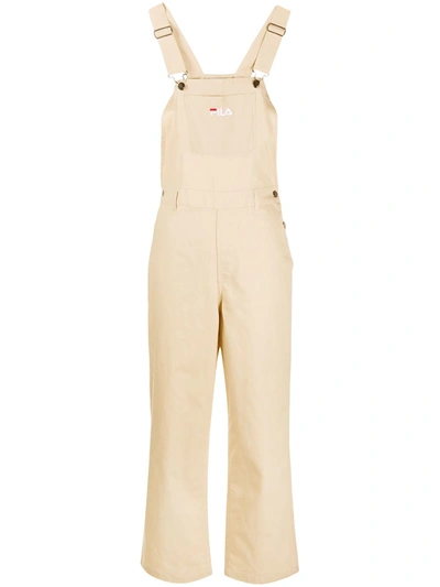 Fila Embroidered Logo Dungarees In Neutrals