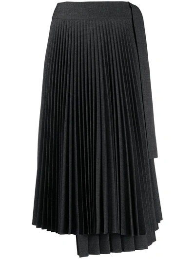 P.a.r.o.s.h Mix Pleat Skirt In Grey