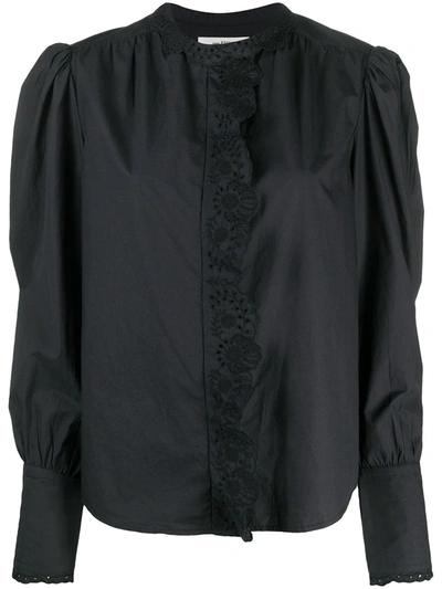 Isabel Marant Étoile Orlana Lace-embellished Cotton Shirt In Black