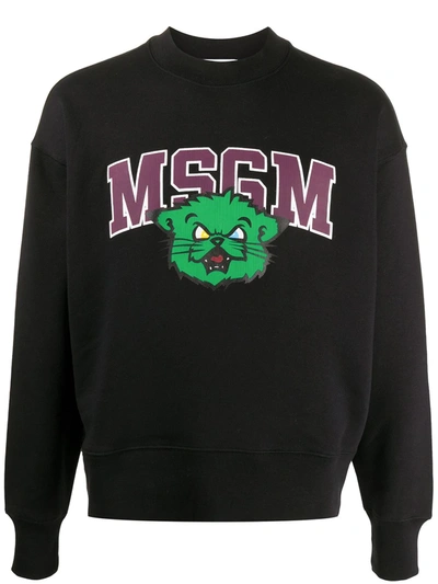 Msgm Logo-print Varsity-style Sweatshirt In Black
