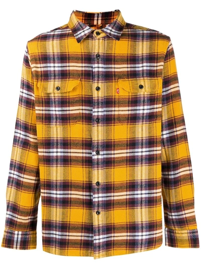 Levi's Jackson Check Flannel Worker Overshirt In Golden Yellow