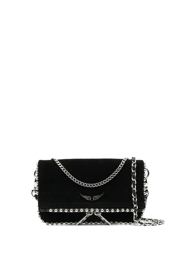 Zadig & Voltaire Rock Nano Stud Clutch Bag In Black