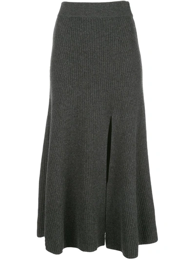 Altuzarra Rib Slit Cashmere Skirt In Carbon Melange