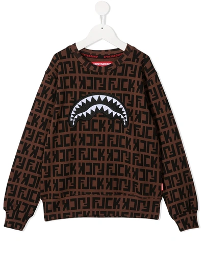 Sprayground Kids' Fjck Print Sweatshirt In Brown