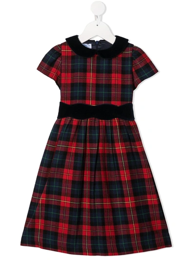 Siola Kids' Tartan Check Short-sleeve Dress In Red