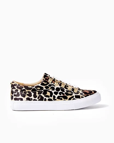 Lilly Pulitzer Hallie Leopard Print Sneaker In Onyx My Favorite Spot