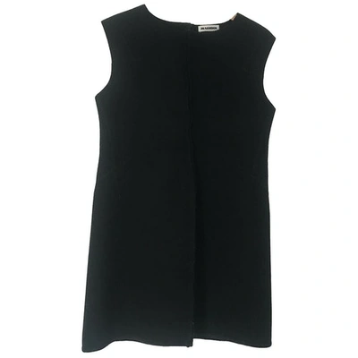 Pre-owned Jil Sander Wool Mini Dress In Black
