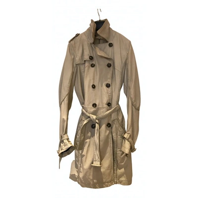 Pre-owned Essentiel Antwerp Leather Trench Coat In Ecru