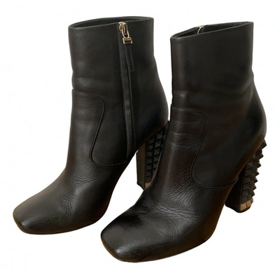 Pre-owned Fendi Black Leather Ankle Boots