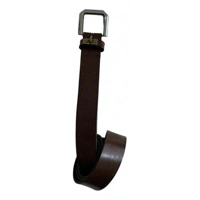 Pre-owned Armani Jeans Leather Belt In Brown