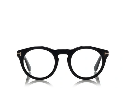 Tom Ford Black Soft Round Glasses In 001 Sh.blk