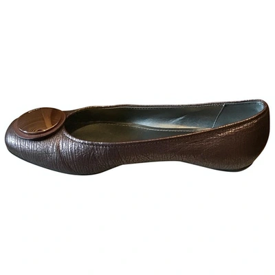 Pre-owned Hogan Leather Ballet Flats In Brown