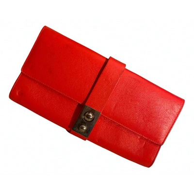Pre-owned Casadei Leather Clutch Bag In Red