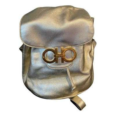 Pre-owned Ferragamo Gold Leather Backpack