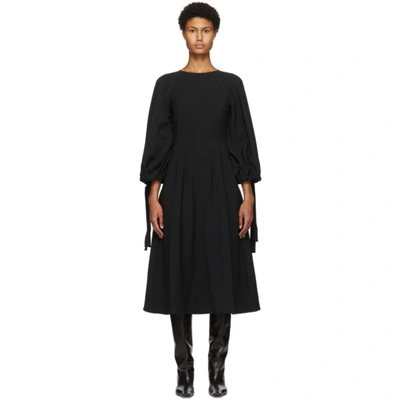 Edit Black Drawcord Mid-length Dress In 999 Black