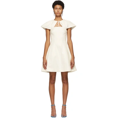 Edit Off-white Capelet Short Dress In 000 Ivory