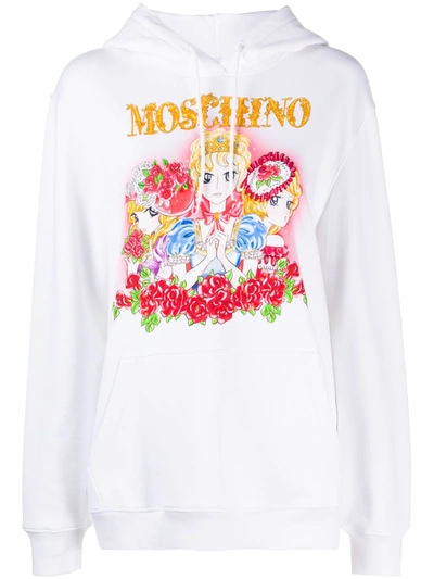 Moschino Marie Antoinette Hoodie Lady Oscar Print In White